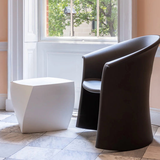 Gehry Left Twist Cube, White, 17.9"W x 18.1" D x 17.1" H