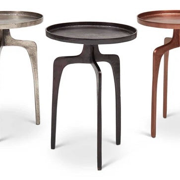 Urbia Vinya End Table, "Raw Bronze" Black Reclaimed Aluminum, 16.5" Dia x 22" H