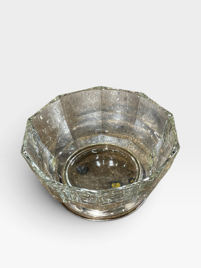 Italian Crystal/Silverplate bowl, 9"W x 9"D x 4.25"H