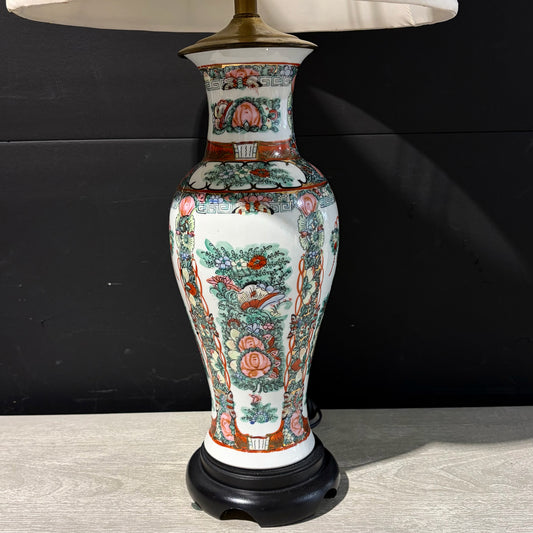 Vintage Asian Porcelain Table Lamp, 30"H x 6"W x 6"D