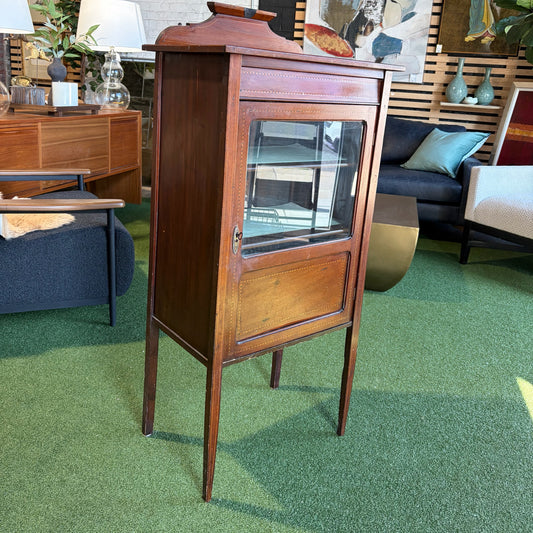 VTG English Liquor Cabinet, Walnut, AS IS, 21"W x 14.25"D x 46"H