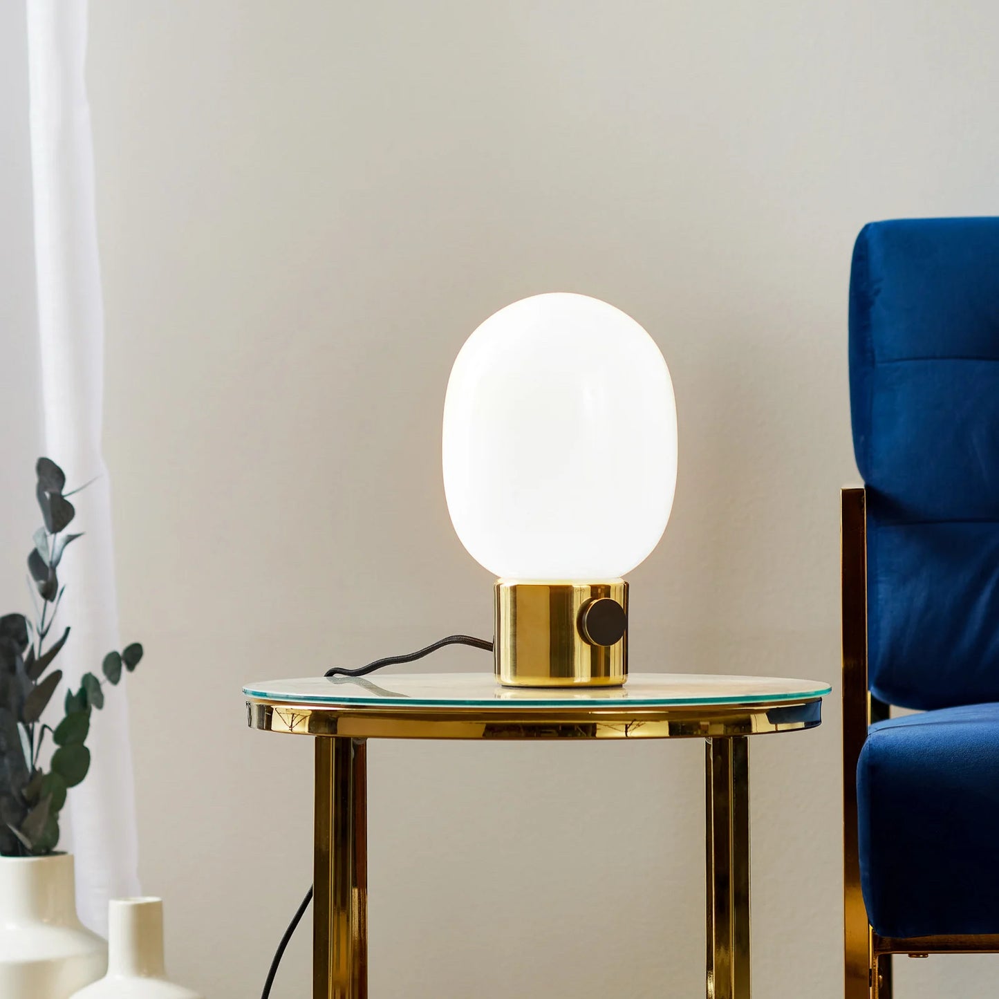 Audo Copenhagen JWDA Table Lamp, Mirror Polished Brass, 6.75" Dia x 11.4" H