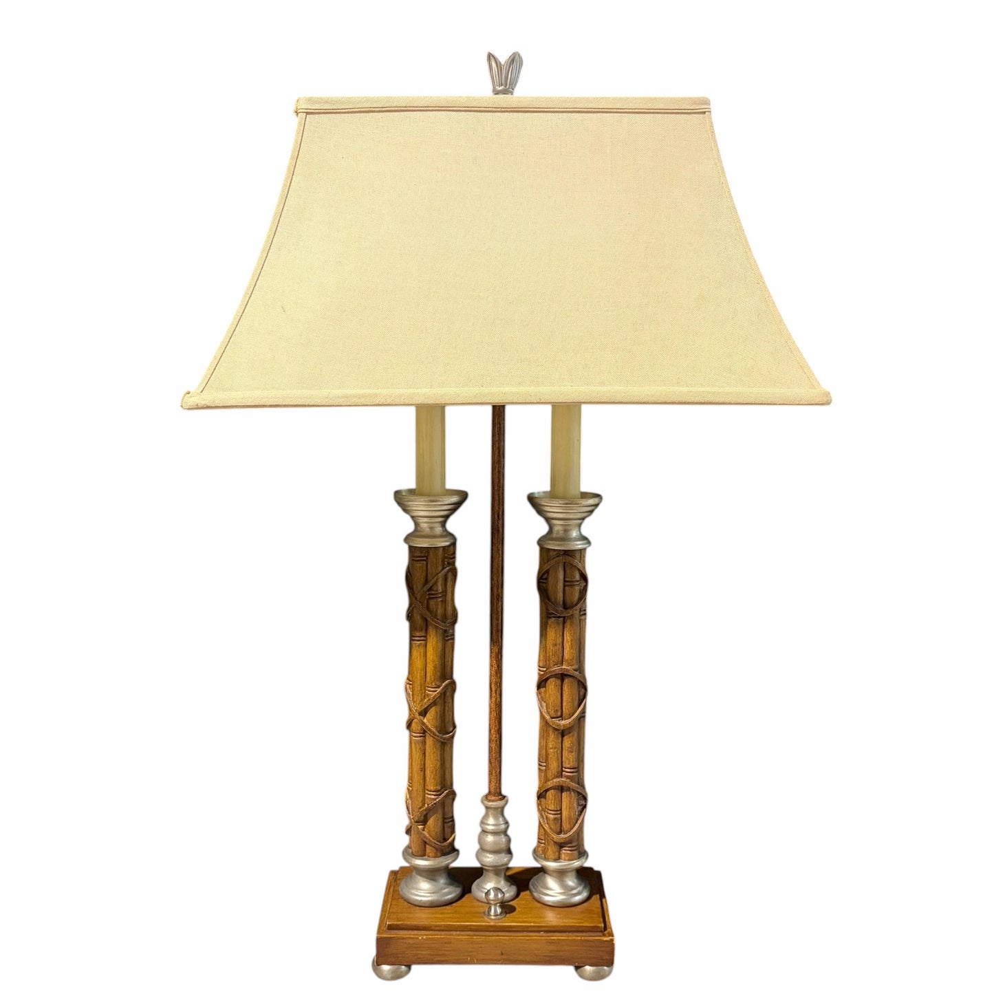 Double Column Bamboo Table Lamp, 29"H