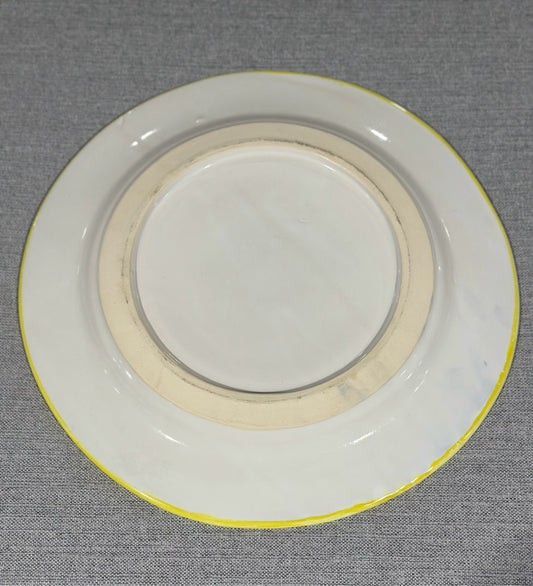 Round Yellow Fish Platter, 15.3" W x 15.3" D x 1.75" H