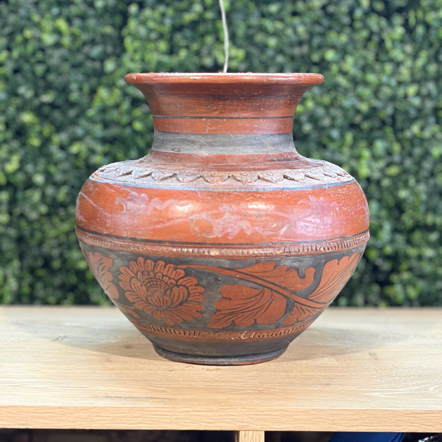 Terracotta Art Vase 10"H x 11"Dia