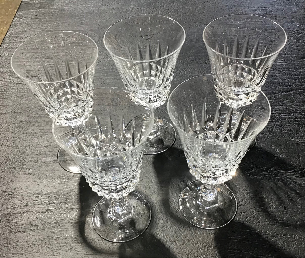 Set of 5, Cristal D'arques-Durand Cordial Glasses, 3" Dia x 5"H
