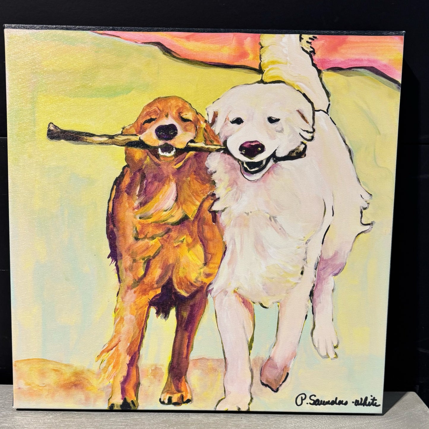 Goldens with Stick 18" W x 18" L x 2" D