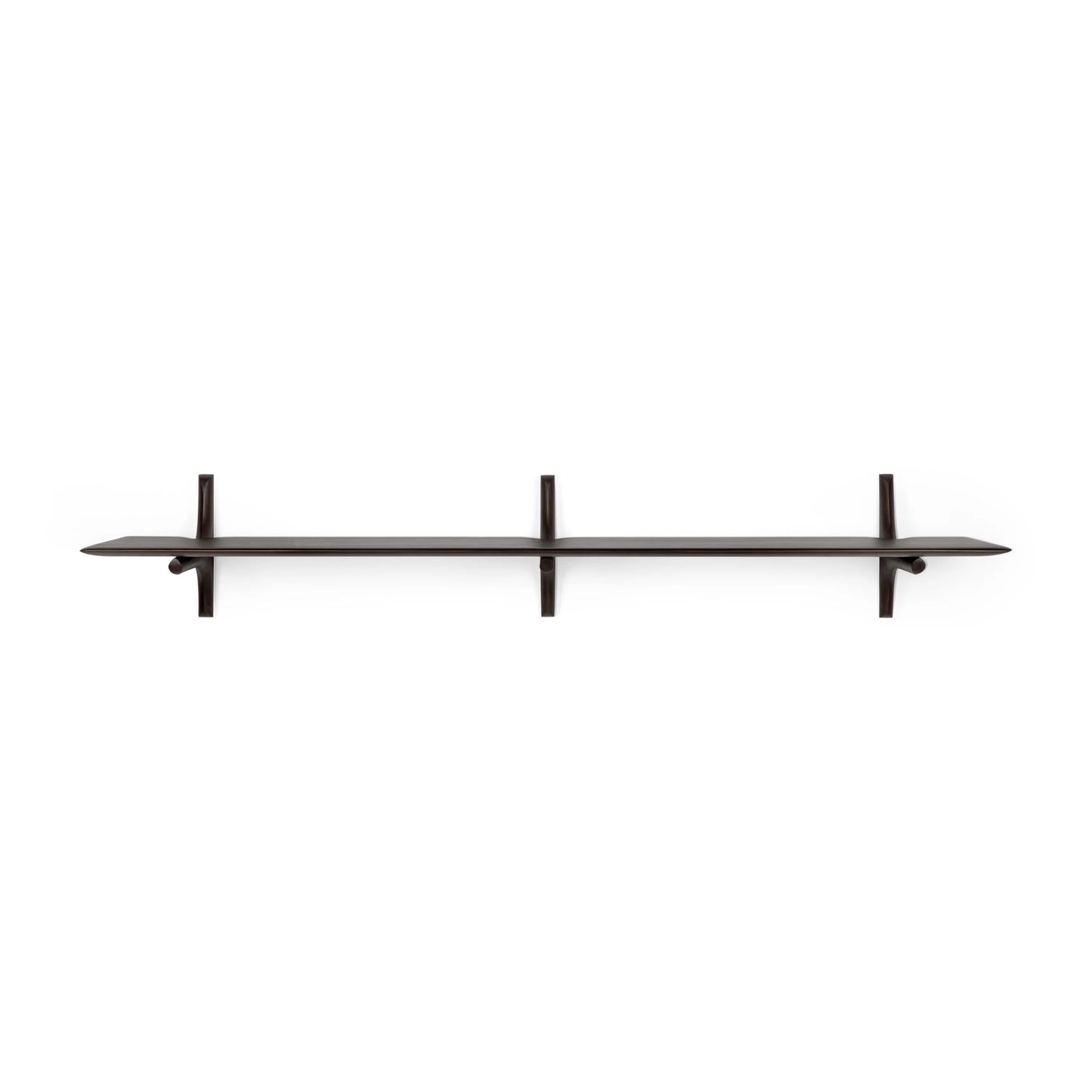 Ethnicraft PI Single Wall Shelf, Dark Brown Mahogany, 66" W x 14" D x 11" H