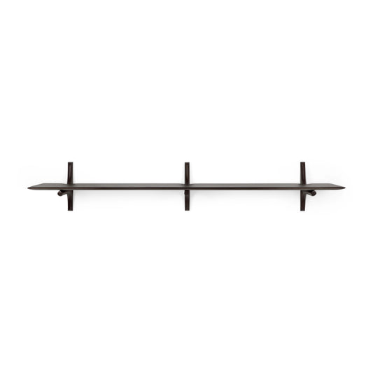 Ethnicraft PI Single Wall Shelf, Dark Brown Mahogany, 66" W x 14" D x 11" H