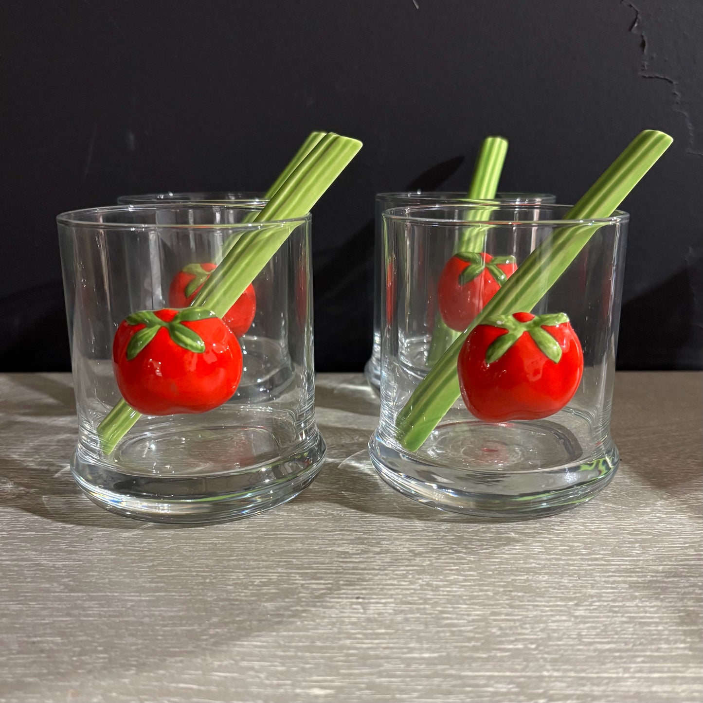 SET 4 VTG Bloody Mary Glasses 3.5" D x 4" H