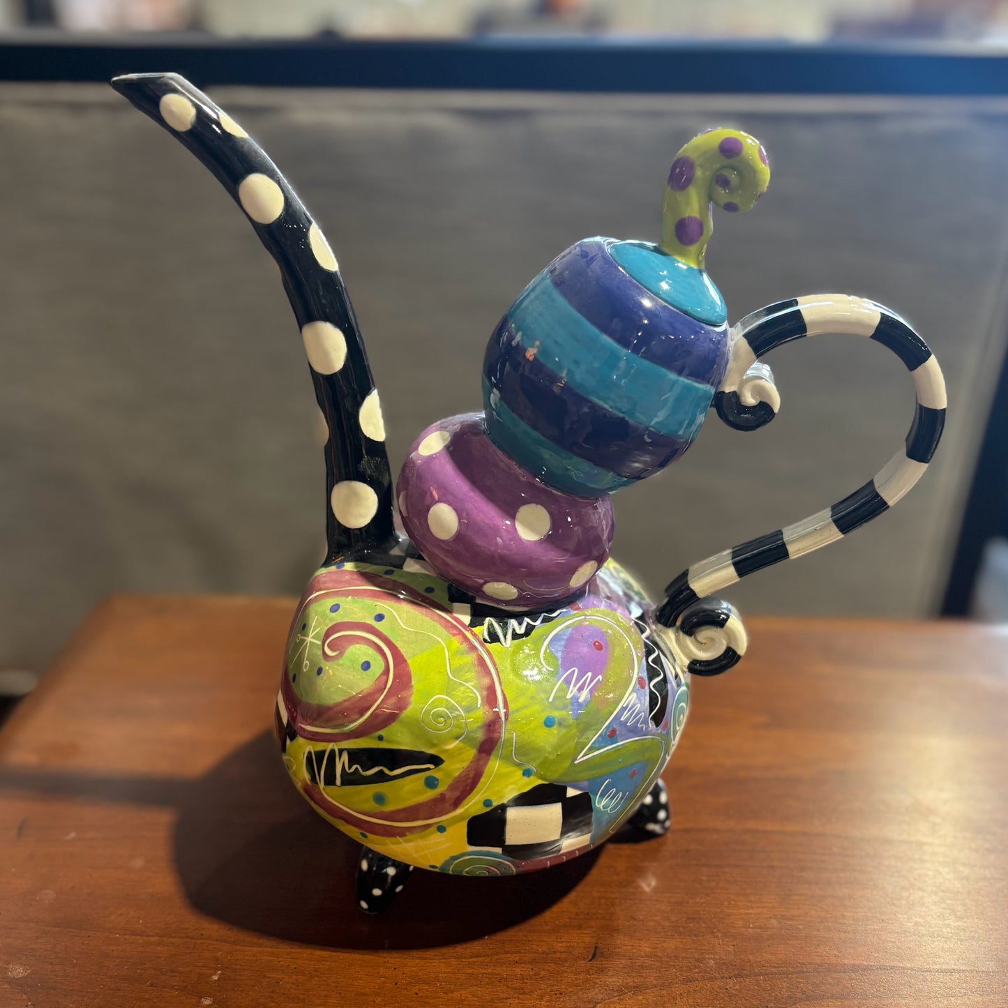 Whimsical Trista Chapman Ceramic Teapot, 11.5" W x 6.5" D x 12" H