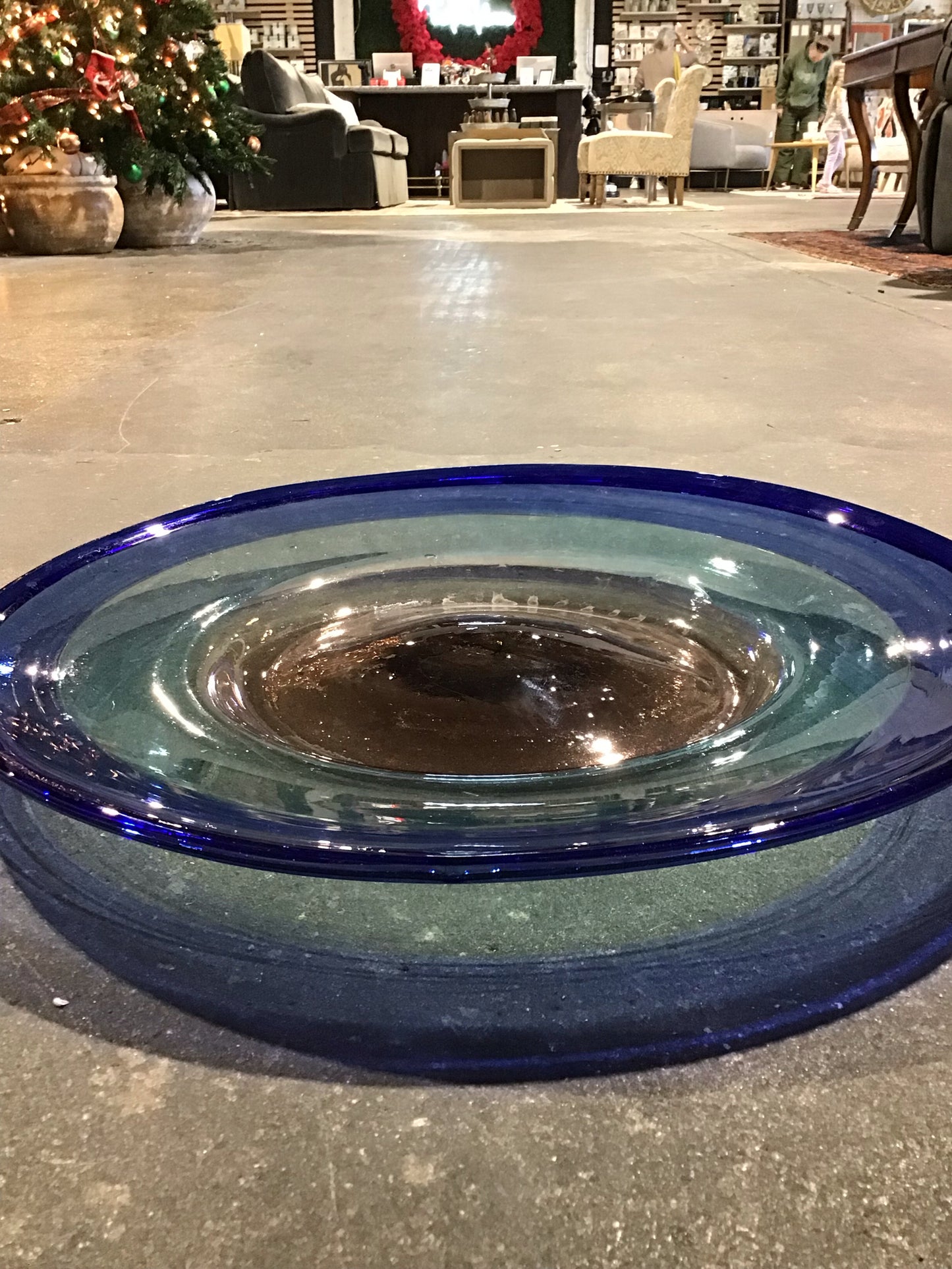 Hand Blown Glass Decorative Bowl 19" Round