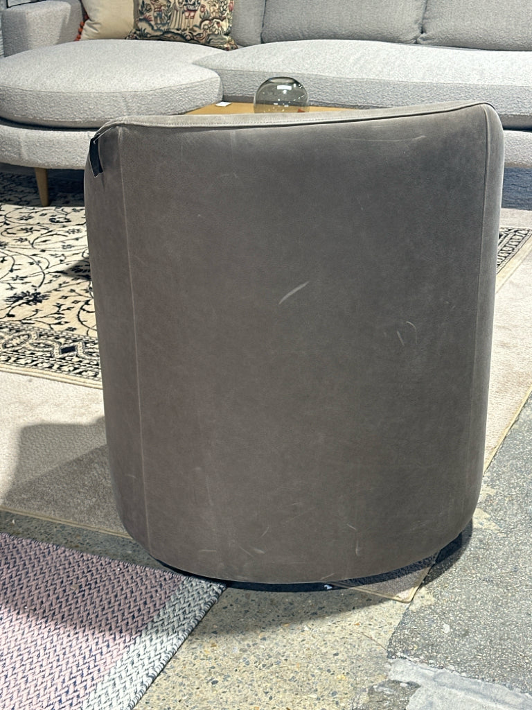 NEW Savona leather swivel chair, 29.5" W x 29.75" D x 33.5" H