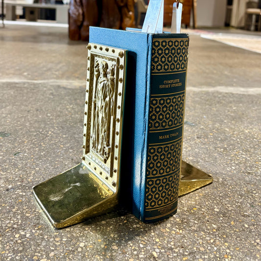 Vintage Brass "Doors of the Library of Congress" Bookends, 3.75"W x 3"D x 7.5"H