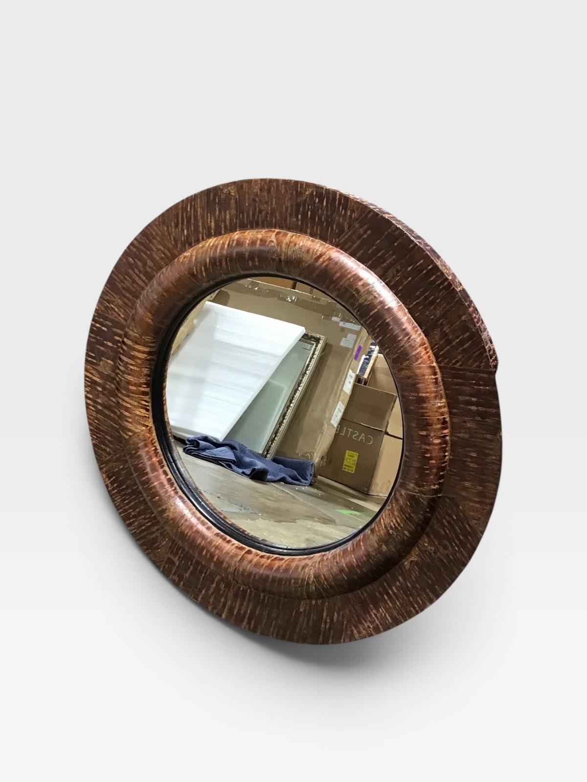 Small Bark Wrapped Round Mirror 32"D