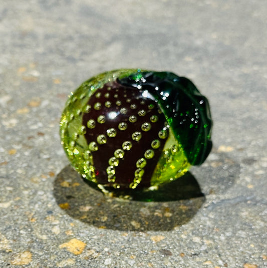 Vintage Uranium Glass Murano Apple, (AS IS), 3"W x 3"D x 2"H