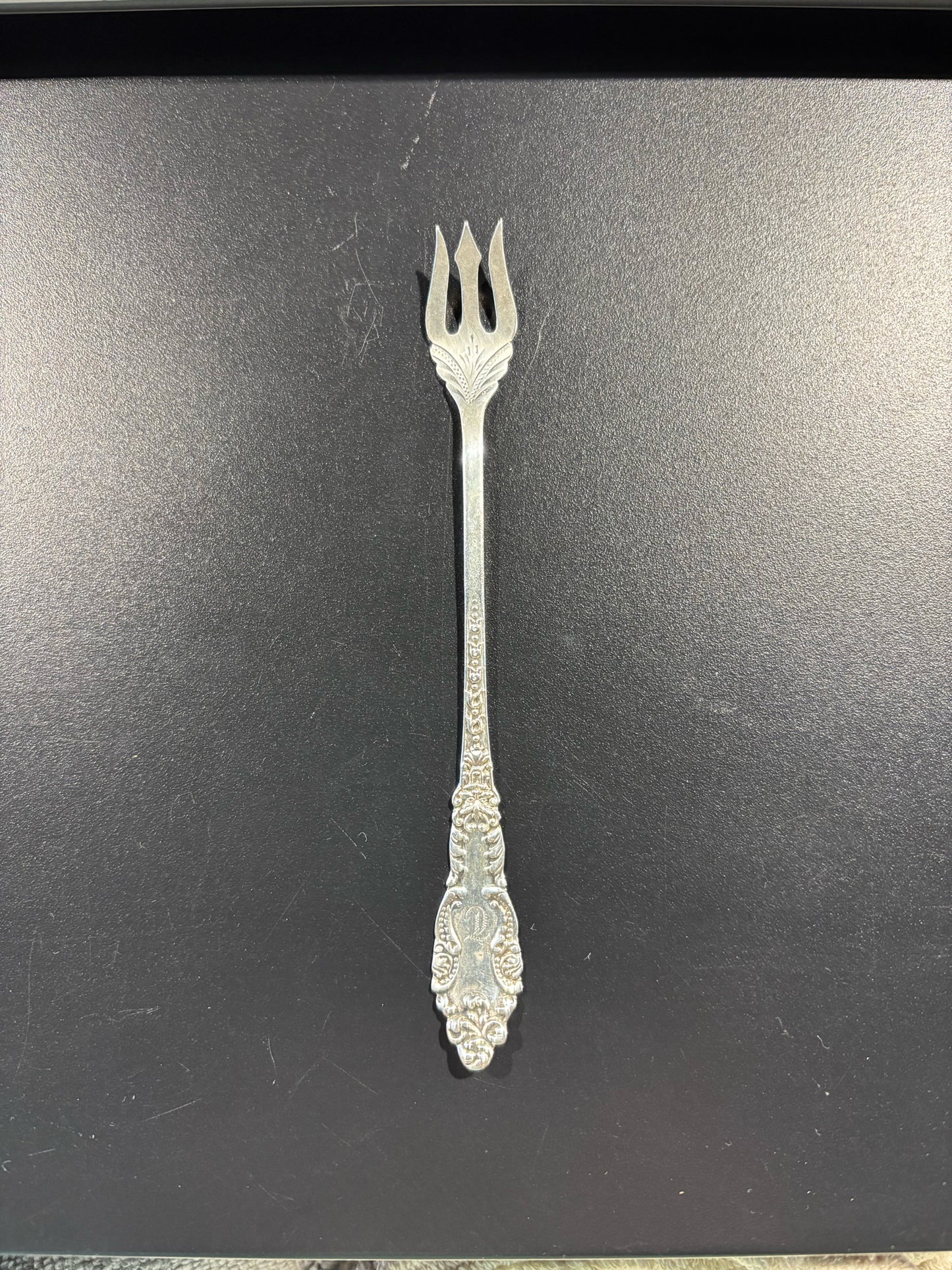 Sterling Silver Pickle Fork, mono, 6" L x .75" W