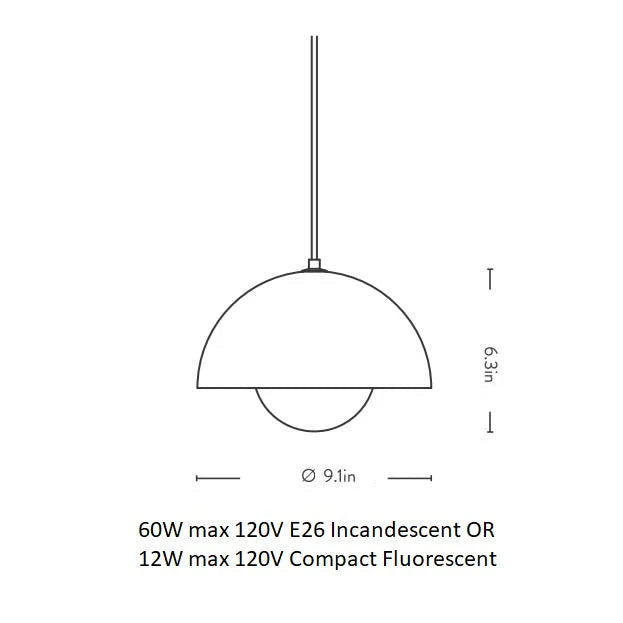 &Tradition Flowerpot Pendant Light, Grey Beige, Small VP1, 9.1" Dia x 6.3" H