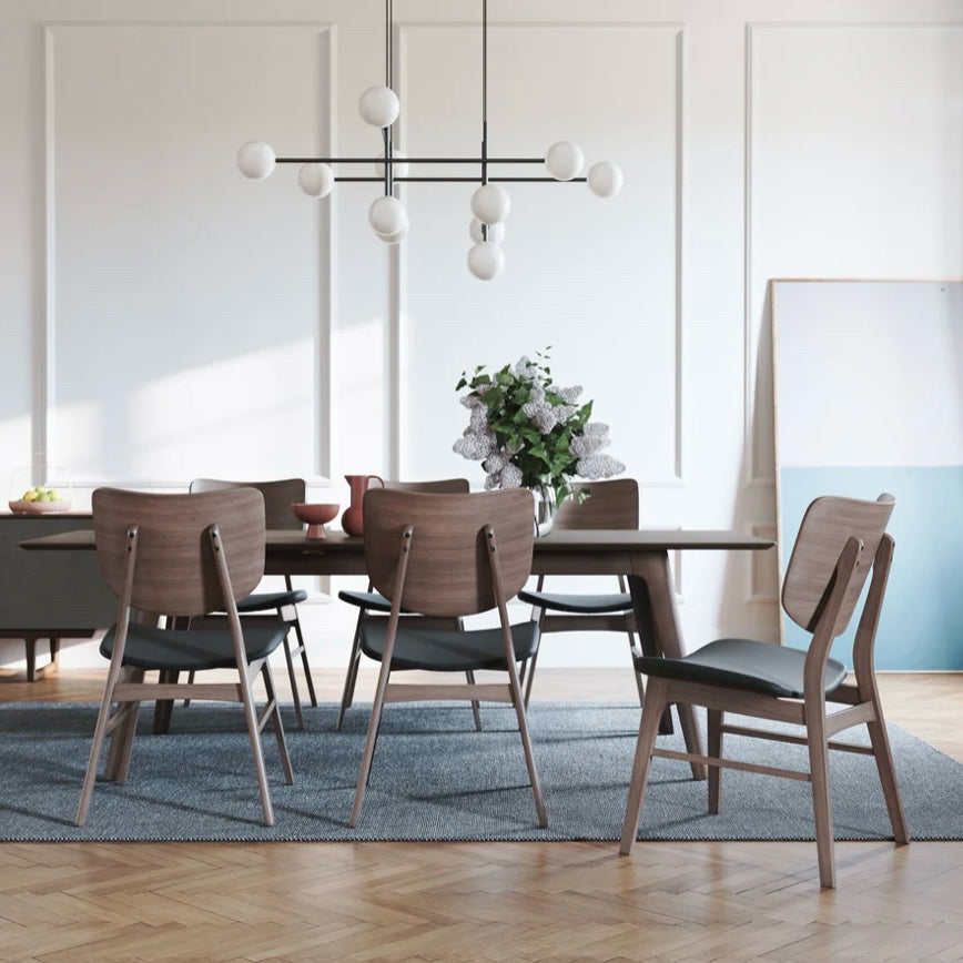 Set of 2 Hoft Home Anders Dining Chairs, Black & Walnut, 18.5" L x 23" W x 32" H