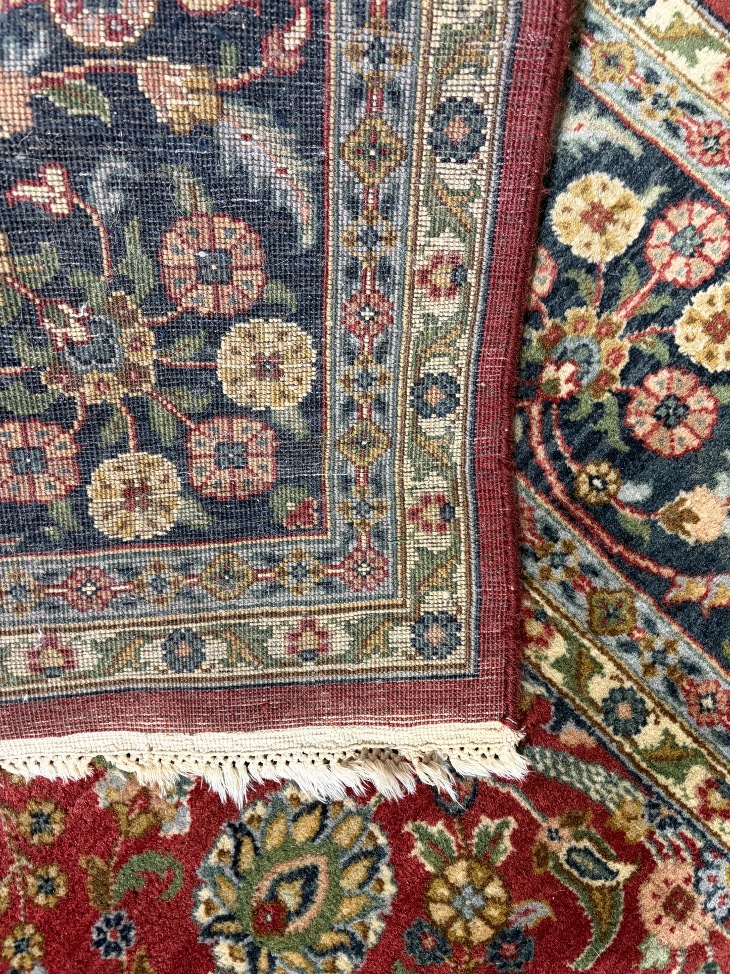 VTG Hand-knotted Wool Rug, Red/Navy/Gold, 7'10"W x 10'11"L x 1"H