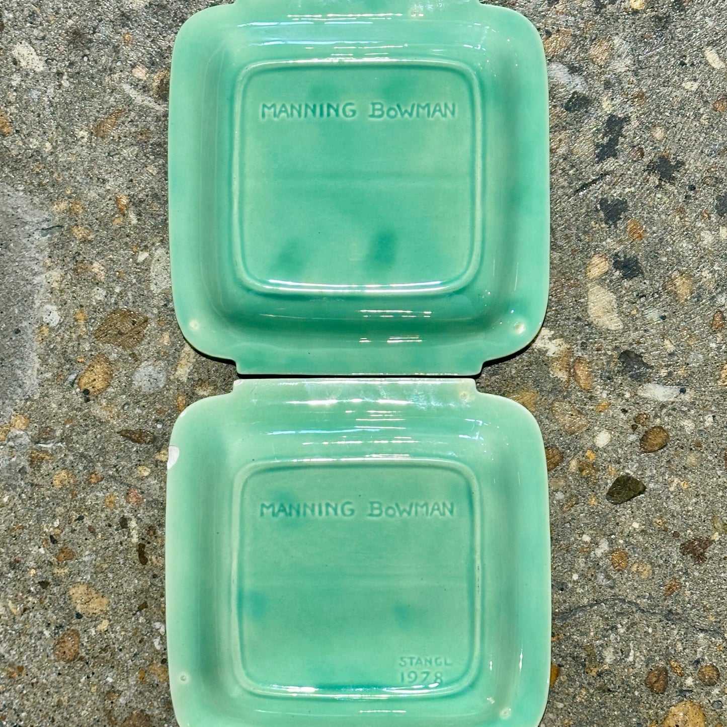 AS-IS Pair of Manning Bowman Square Split Dishes, Green, 5.5" L x 3.5 W x 6" H