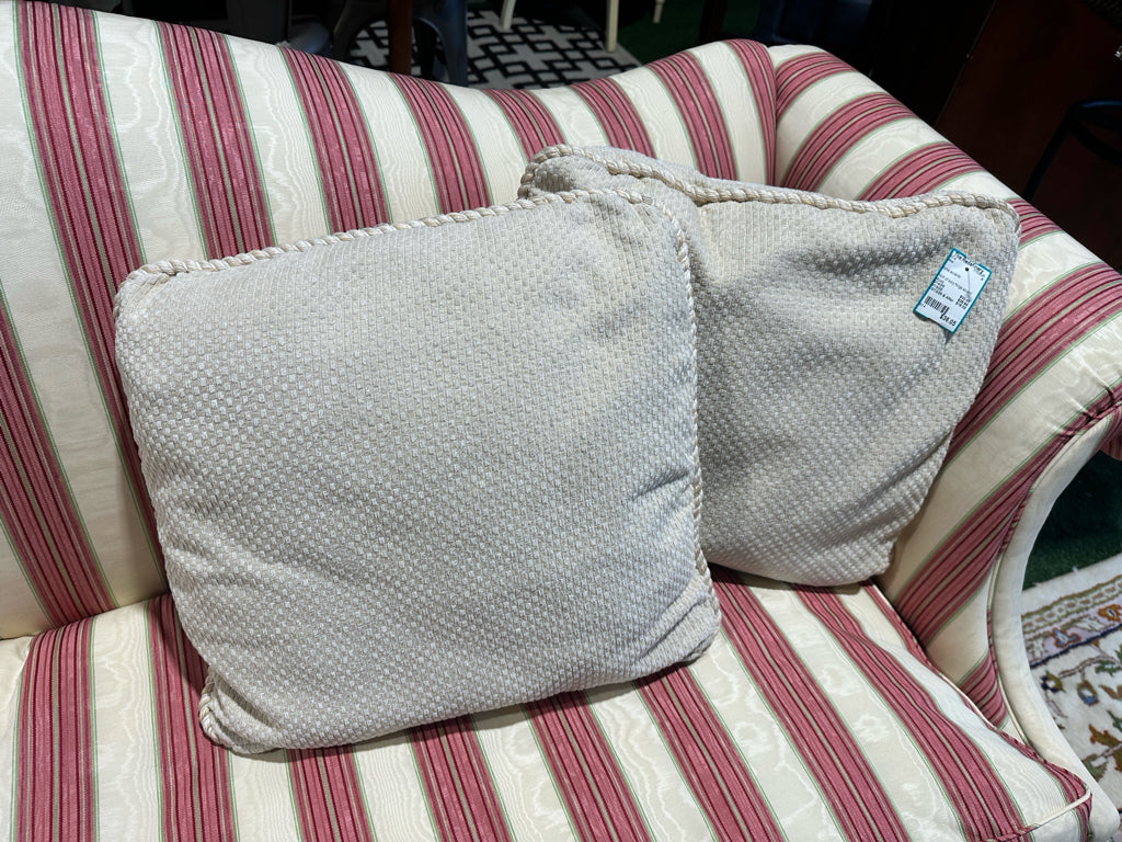 PAIR of ivory fringe accent pillows