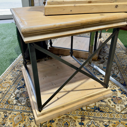 Rustic Wood & Metal Side Table, 25" L x 23" W x 24" H