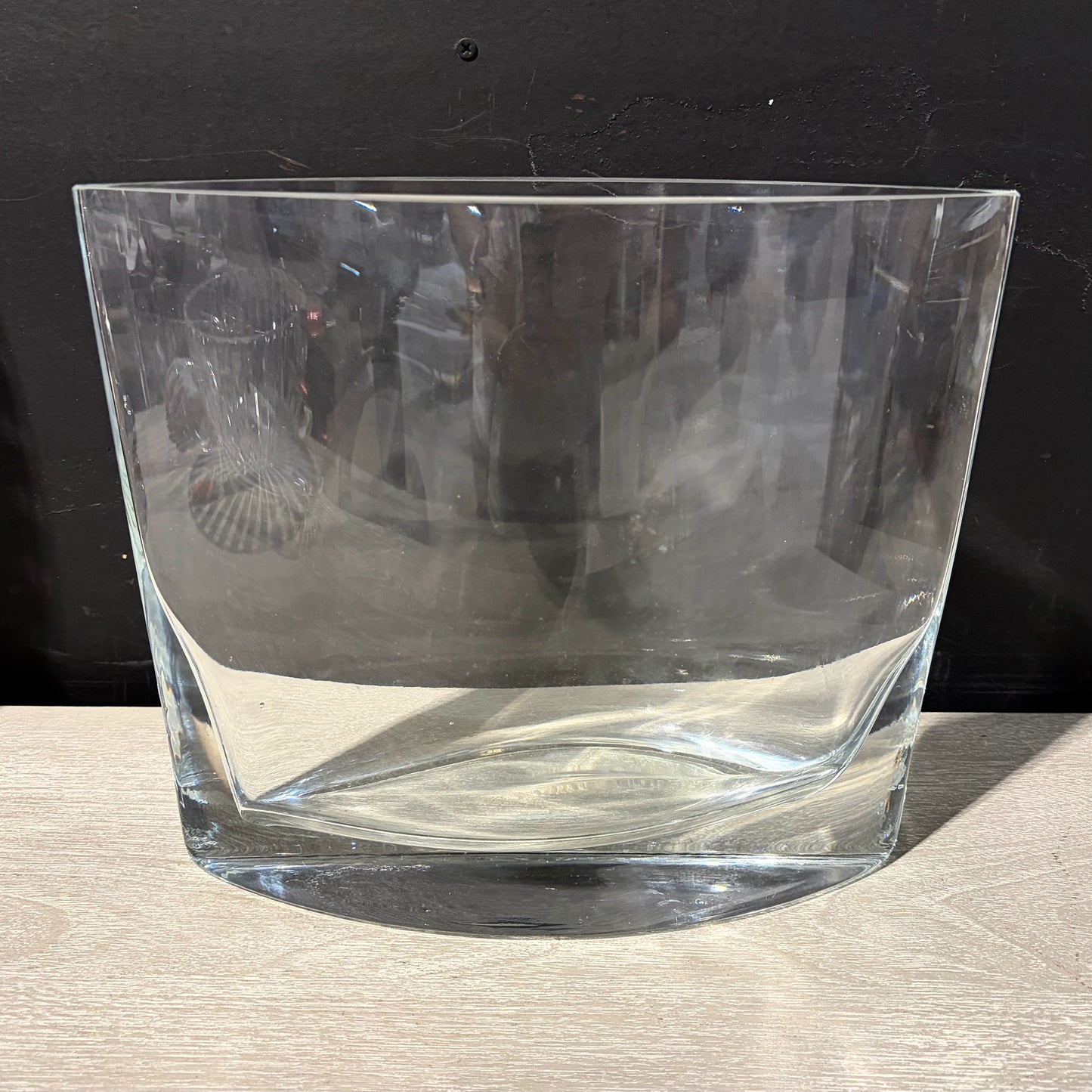 Heavy Clear Crystal Vase, 12"W x 5"D x 10"H