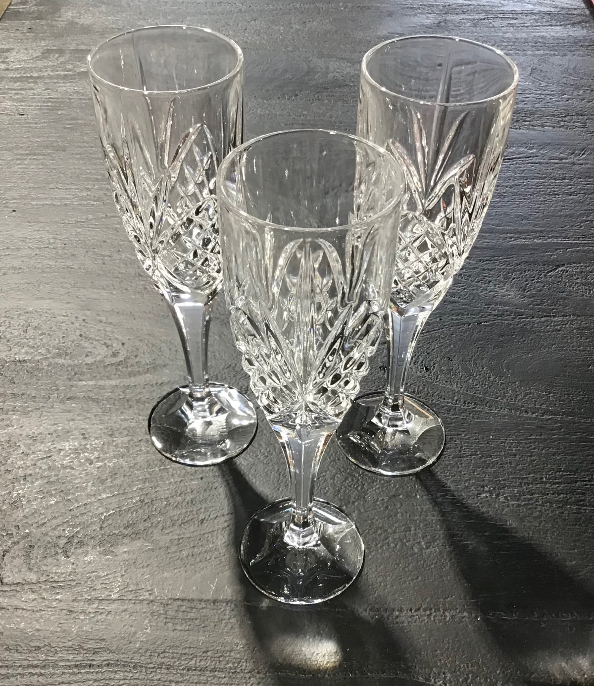 SET OF 3, Shannon by Godinger Dublin Flute Glasses, 2.5" Dia x 8.5"H