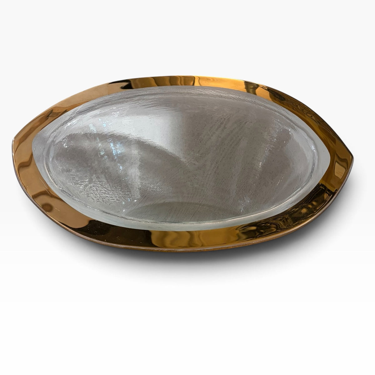 VTG Annieglass Gold Rim Oval Bowl
