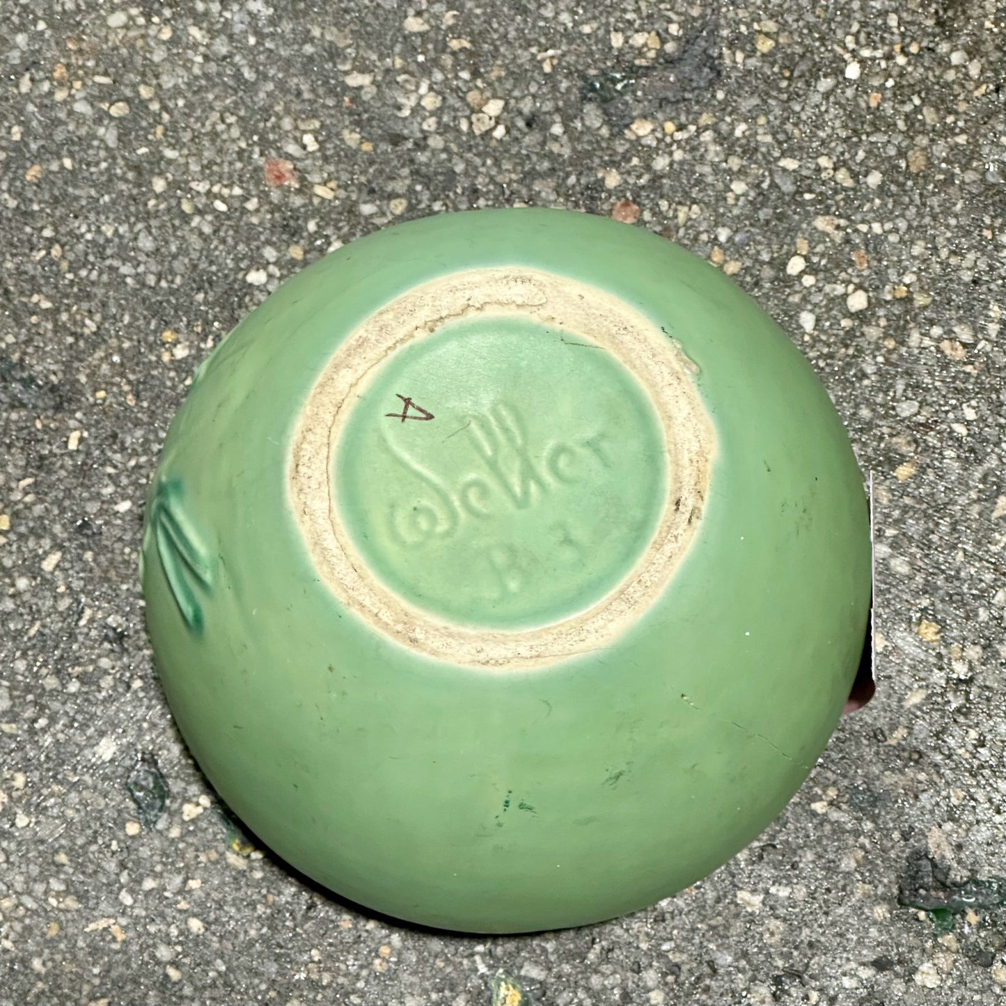 AS-IS Weller Pottery Daisy Vase, Green, 5" Dia x 5" H