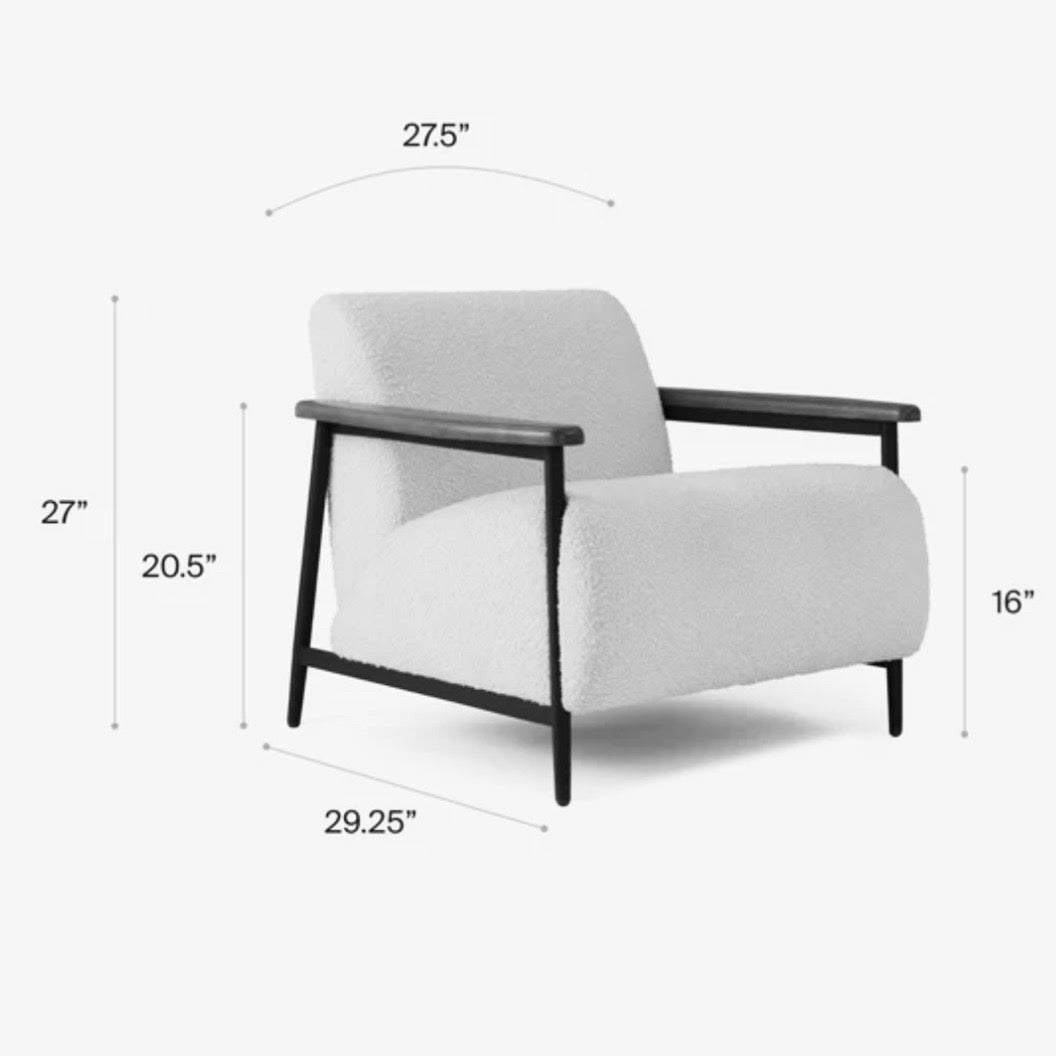 Palmer Chair, Ash Preformance Boucle, 27."W x 29.25"D x 27"H