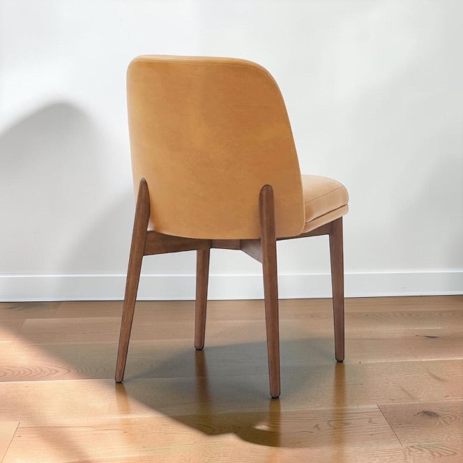 2 Alto Dining Chairs, Carmel Leather/ Walnut, 23.5"D x 18.75"H x 32"H