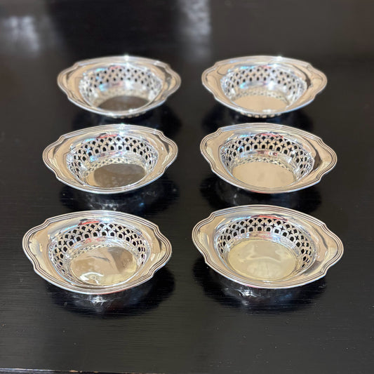 SET 6 Gorham Reticulated Nut Dishes 4" W x 2.5" D x1" H