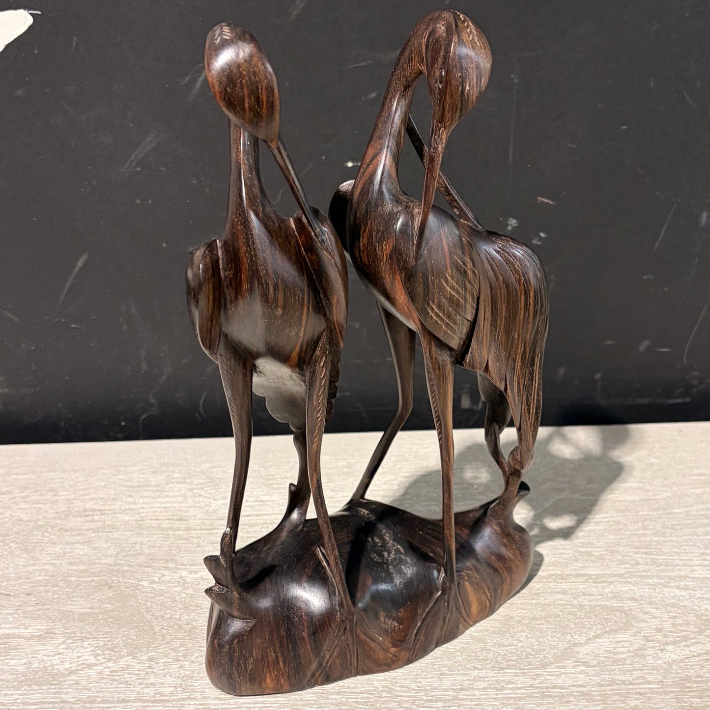 MCM Wood Carved Herons 7"W x 3"D x 11"D