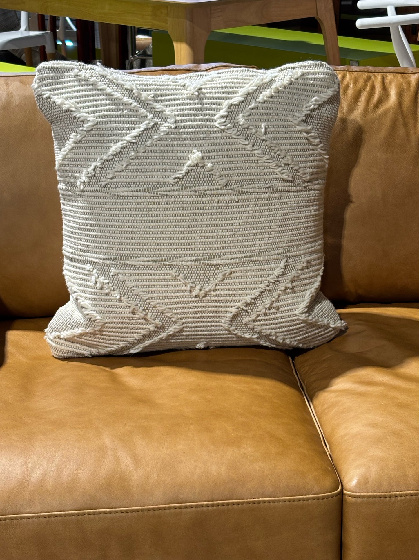 Cream & Tan Pillow 20" L x 20" W x 8" D