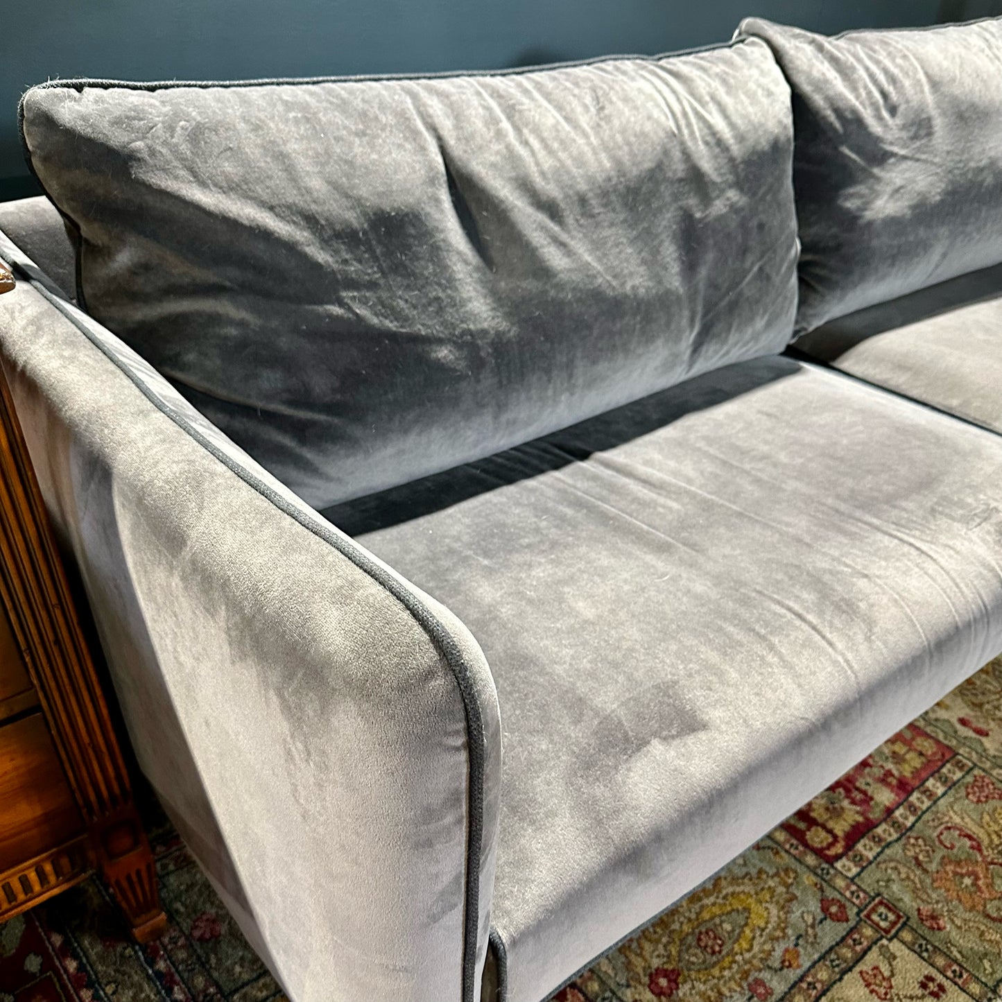 Deep Purple-ish Grey Couch, Preformance Velvet, 88" L x 36" W x 27" H
