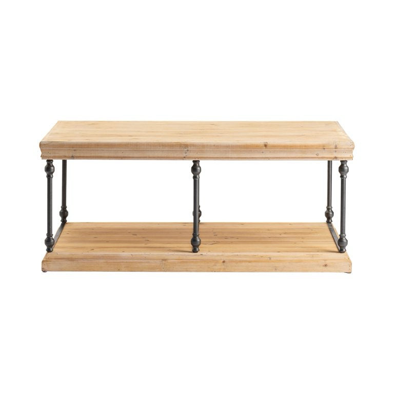 Rustic Wood & Metal Coffee Table, 42" L x 22" W x 19" H