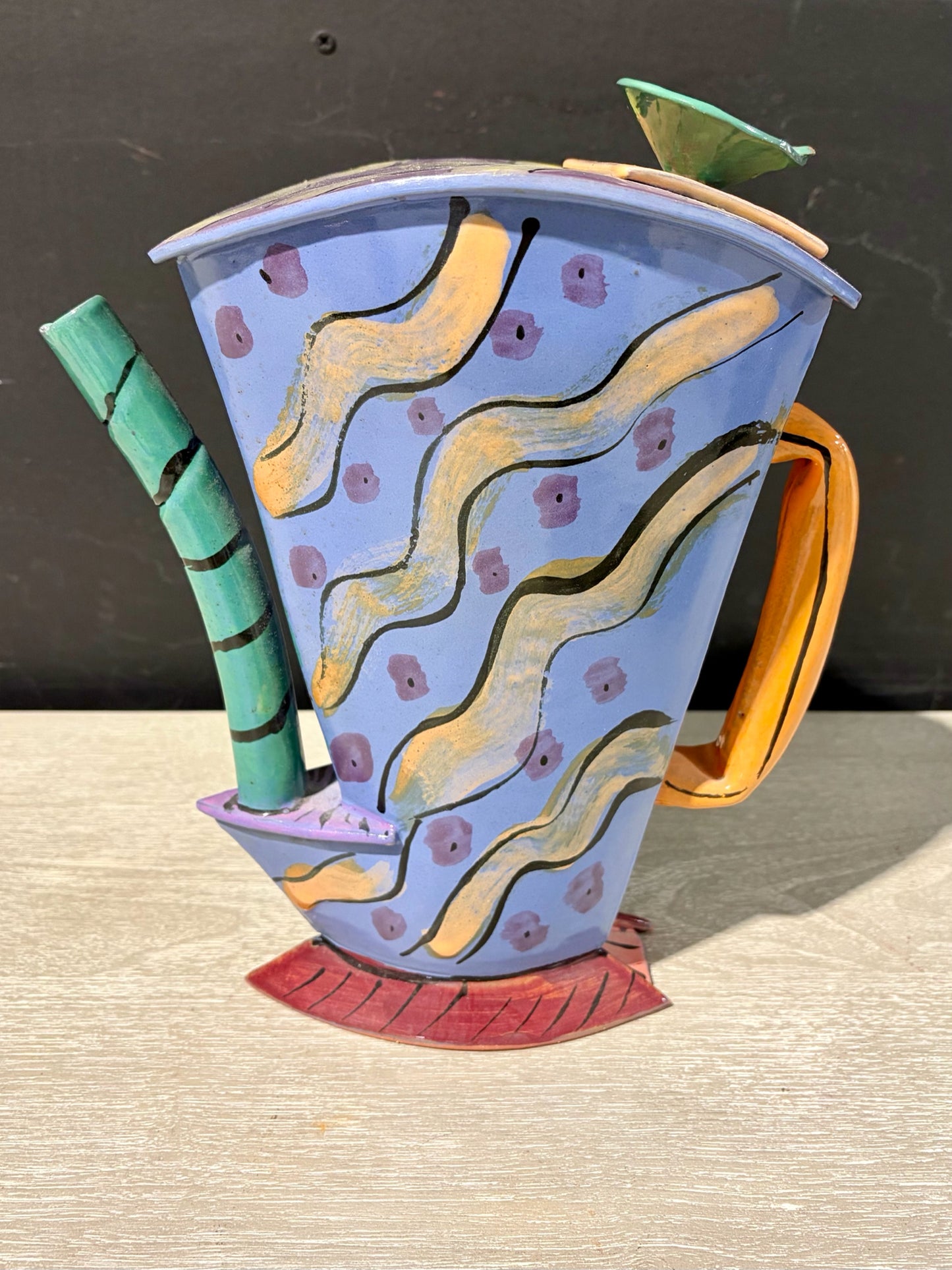 VTG Whimsical Ceramic Teapot, 9.5"W x 5.75"D x 11.5"H