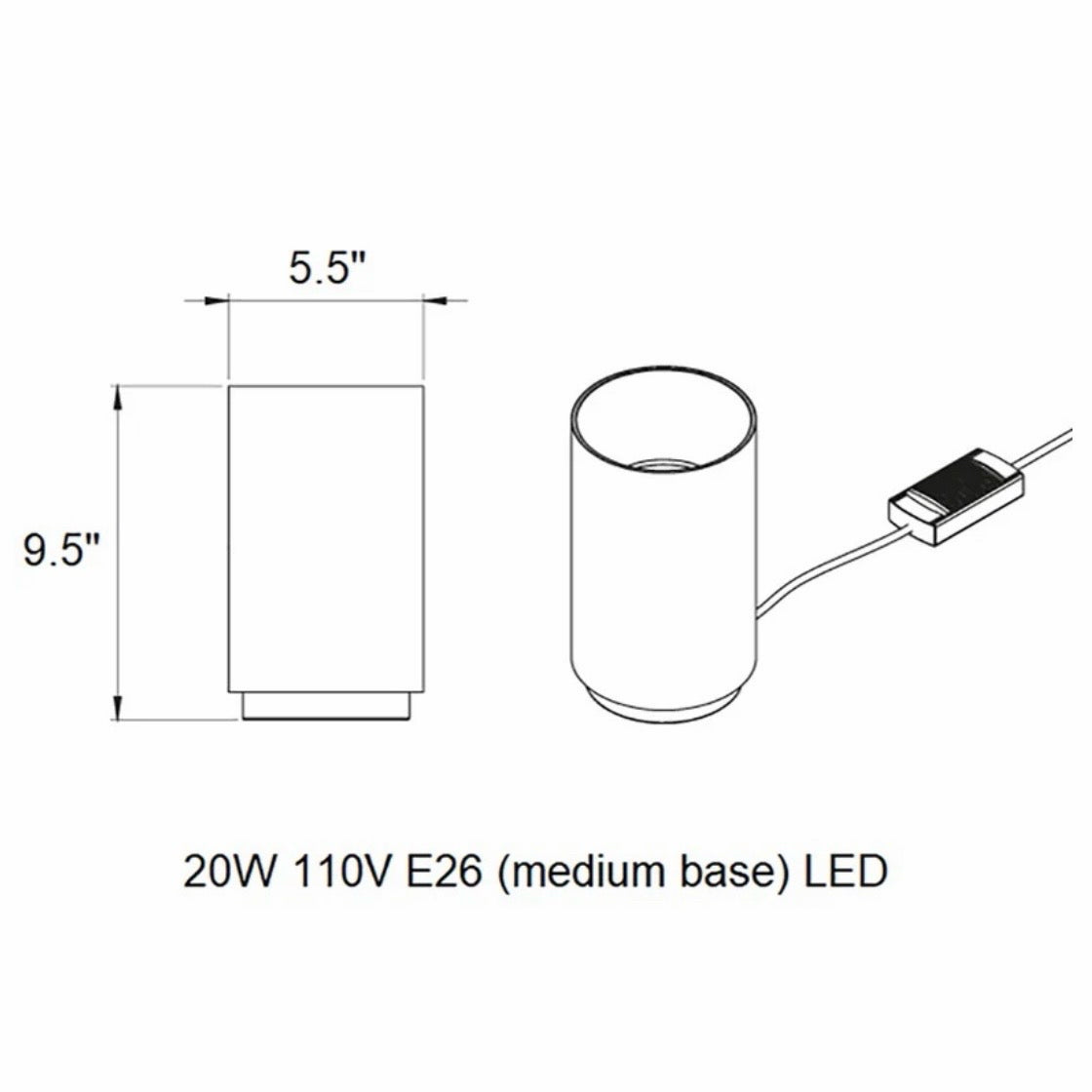 DCW Editions, Tobo Floor Lamp, White, 9.5"H x 5.5"DIA