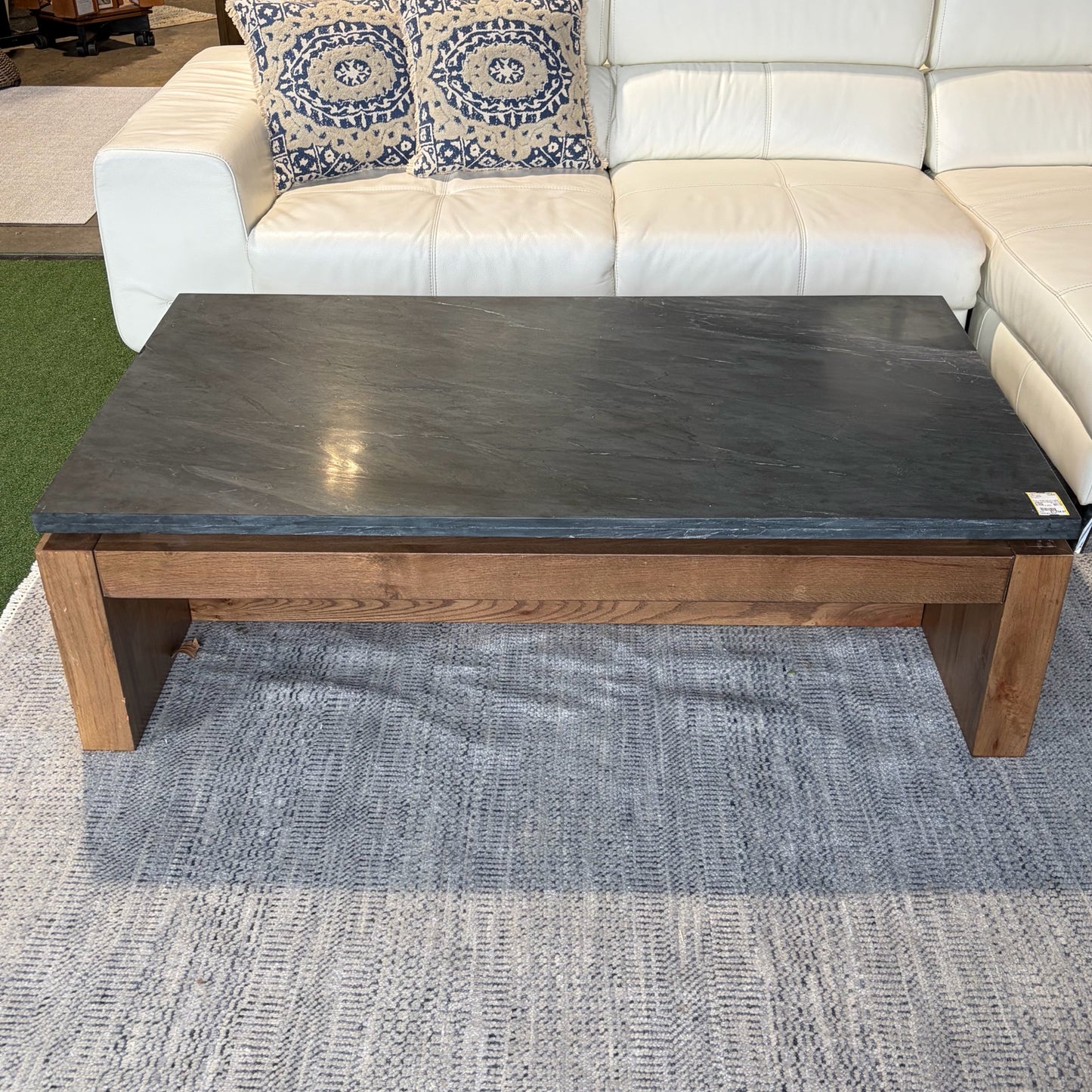 Four Hands Kennth Coffee Table, Oka & Marble, 55"W x 31"D x 16"H