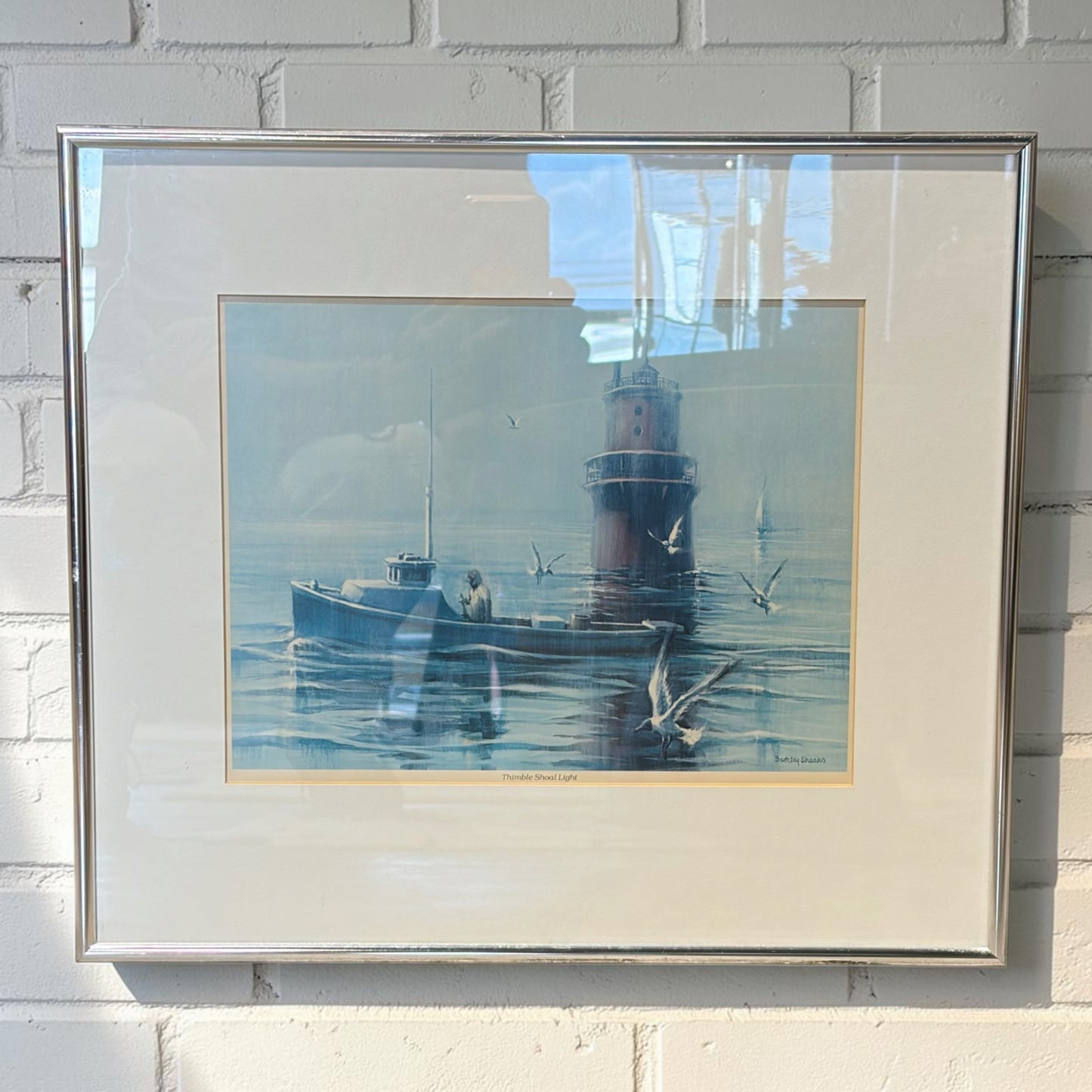 Framed 'Thimble Shoal Light' Print, 16"W x 14"H