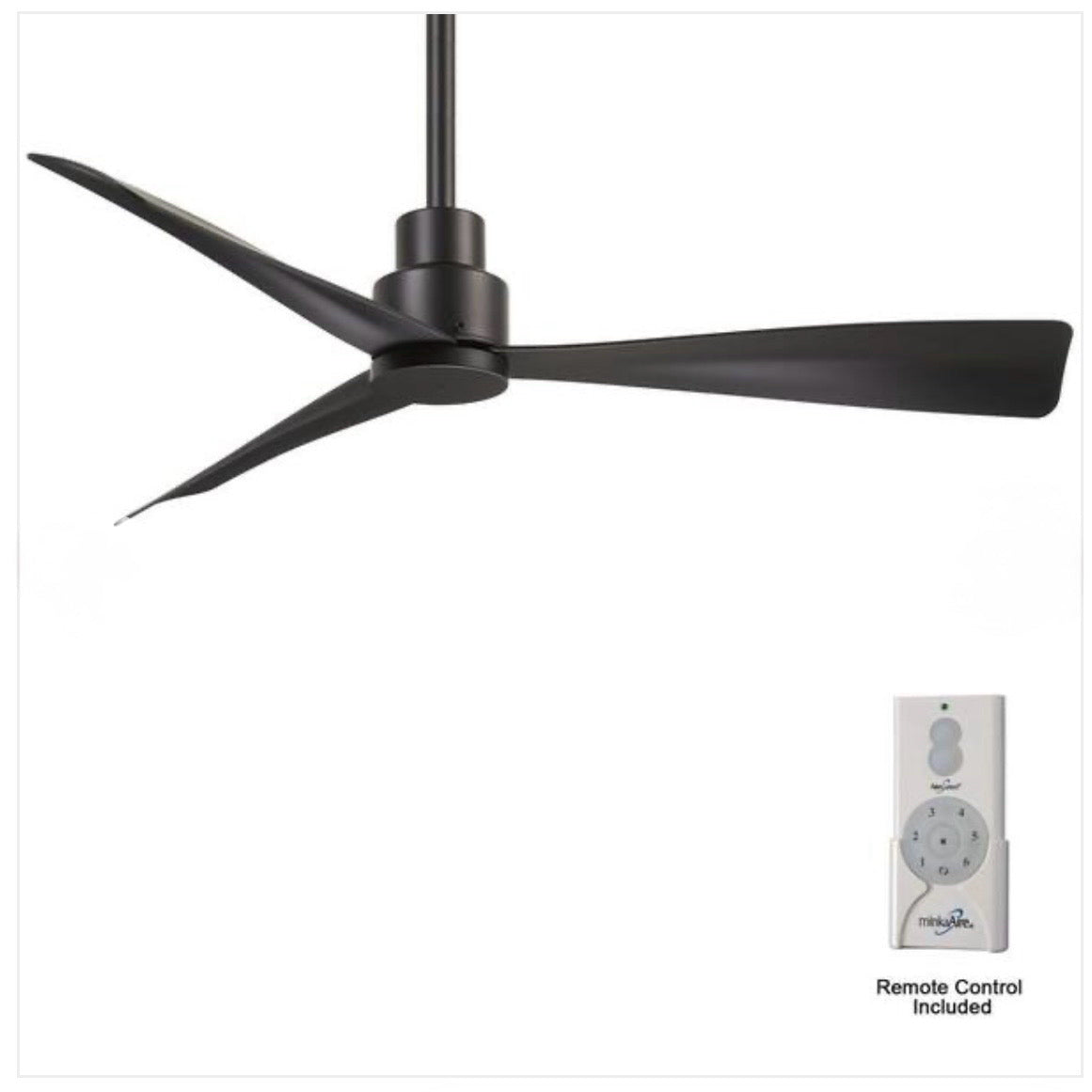 NIB Minka-Aire Simple 44" Celing Fan, 3 Coal Blades, 44" D x 6"H