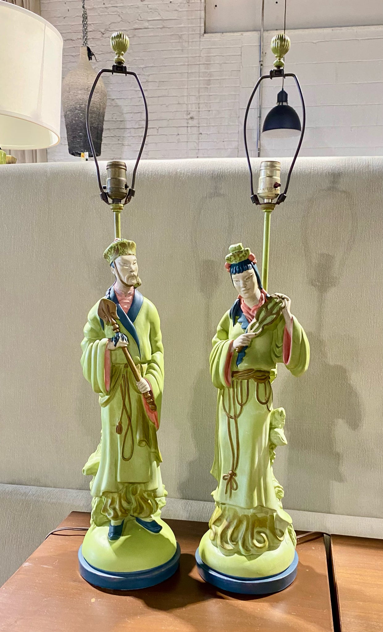 Pair of Original Earle Chapman Lamps, 34"H x 7"D