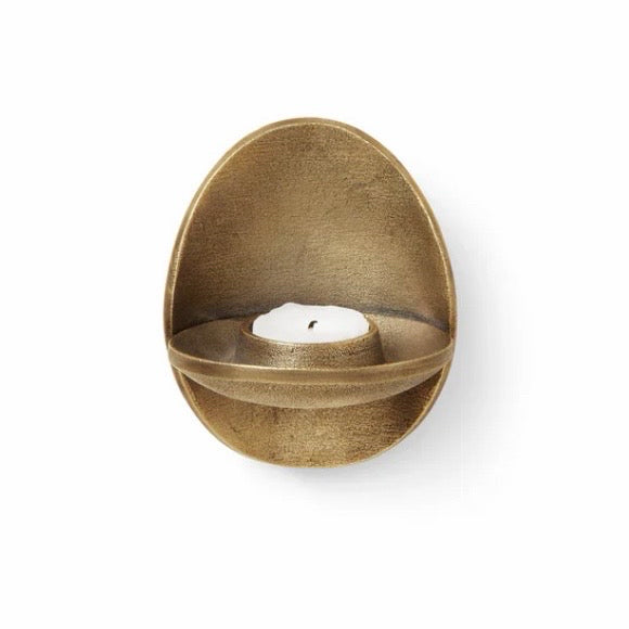 Agapé Wall Candle Holder (Set of 2), Brass, 3.9"W x 3.5"D x 5"H