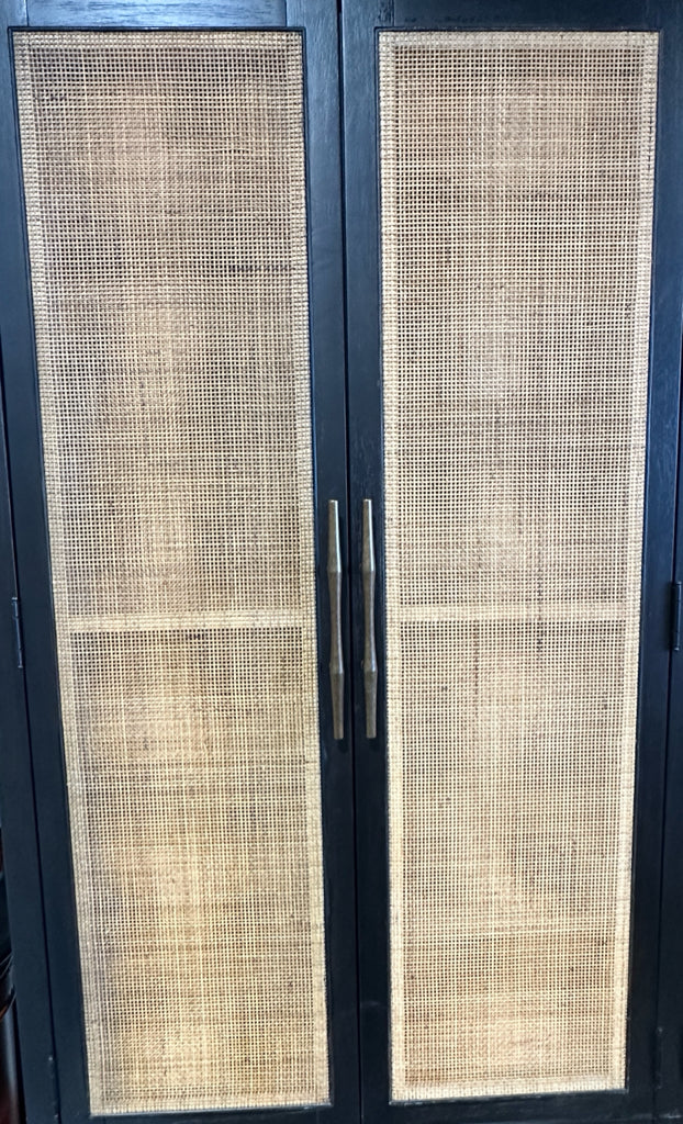 Waikiki wardrobe, rattan doors, espresso finish, 80" H x 72" W x 22" D