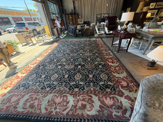 Persian Tabriz style rug, red/navy/cream, 18' x 12'