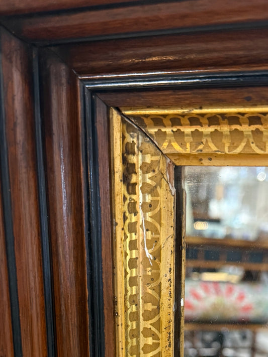 VTG cherry rectangle mirror, gold trim, 26"W x 34"H x 2"D