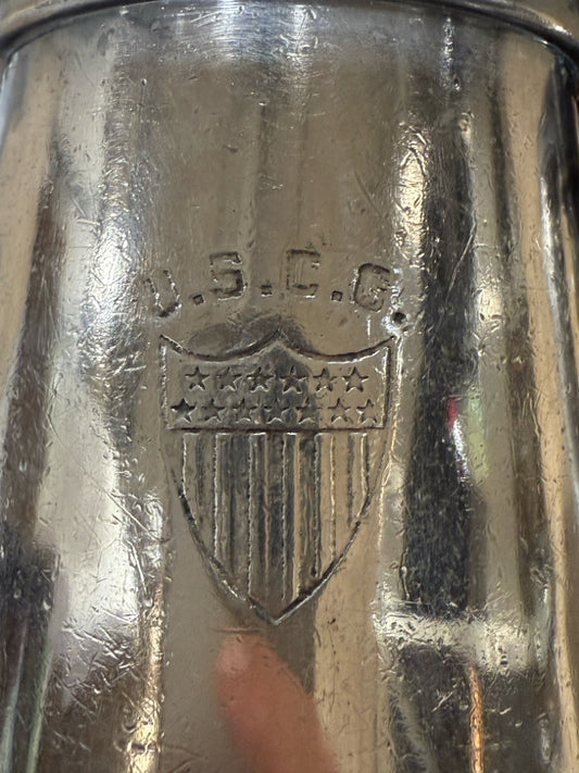 Vintage USCG teapot, Intl Silver, 6.5"W x 3.5"D x 6.5"H