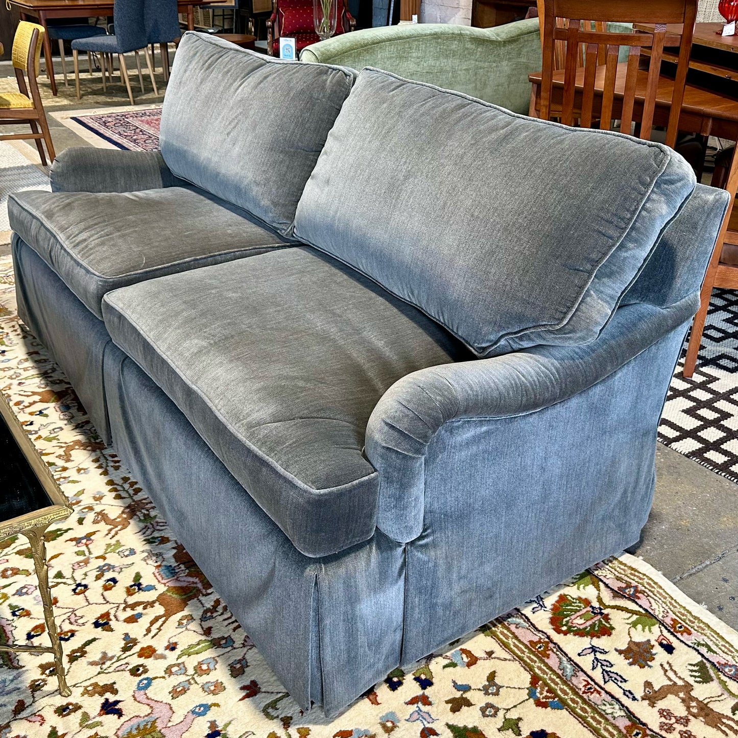 Theodore Alexander Sofa, Slate Performance Velvet, 82" L x 36" W x 32.5" H
